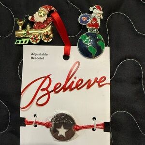 Holiday Bracelet & 2 vintage brooches Adult or teen